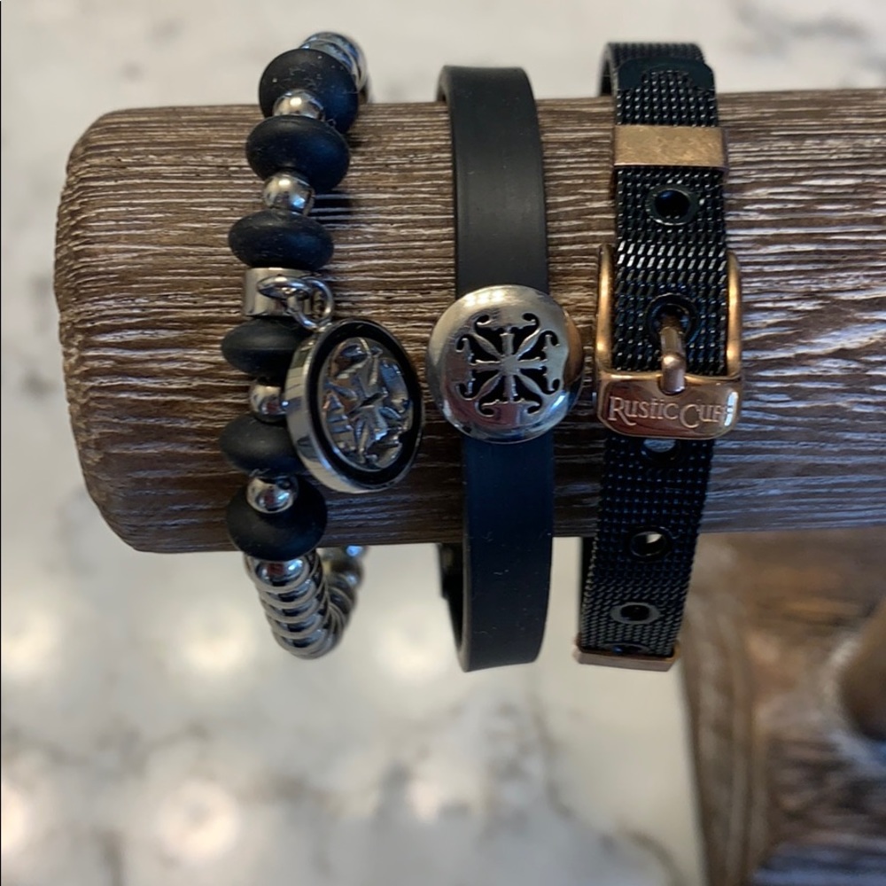 Assorted Rustic Cuff Bracelets - black